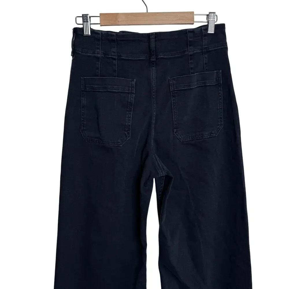 NEW Anthropologie Maeve The Colette High-Rise Crop Wide-Leg Jeans Black Size 29 - Picture 5 of 7